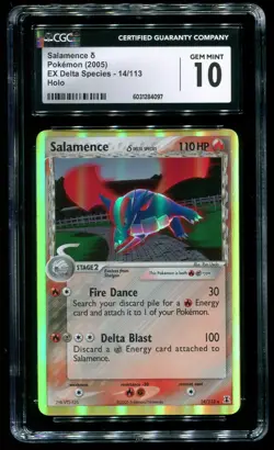 CGC 10 Salamence Holo Rare EX Delta Species 2005 Pokemon Card #14 - Image 1