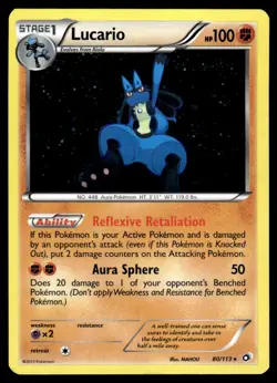 Pokemon TCG Lucario Holo Black & White - Legendary Treasures #80 Stage 1/Rare - Image 1