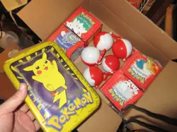 Pokemon Buger King Poke Balls 2nd ed and Topps Picachu Tin - Image 1