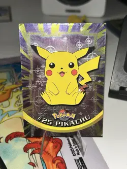 1999 Topps Pokemon #25 Pikachu TV Animation Series 1 Holo Foil Black Label - Image 1