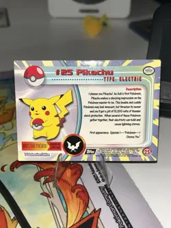 1999 Topps Pokemon #25 Pikachu TV Animation Series 1 Holo Foil Black Label - Image 2