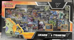 Pokemon TCG Lucario V & Tyranitar V Heavy Hitters Premium Collection Box Sealed 820650856716 - Image 1