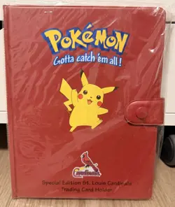 BRAND NEW Pokemon Red Pikachu 4-Pocket Trading Card Album St. Louis Cardinals! - Image 1