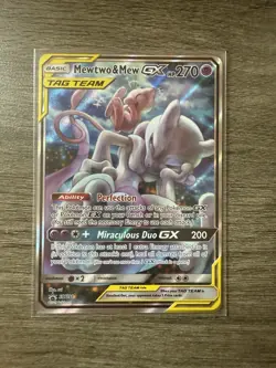 Pokemon Card - Mewtwo & Mew GX SM191 (Full Art) Black Star Promos Tag Team Holo - Image 1