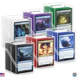 6-Pack Clear Commander Deck Boxes with 600 Sleeves & Dividers for MTG Cards - Image 1