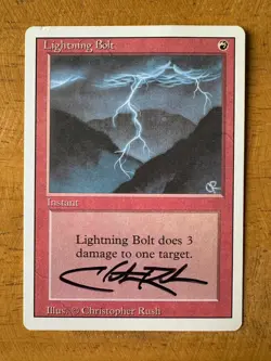 MTG Magic - LIGHTNING BOLT - Revised / 3rd Edition - SIGNED by Christopher Rush - Image 1