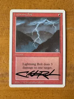 MTG Magic - LIGHTNING BOLT - Revised / 3rd Edition - SIGNED by Christopher Rush - Image 1