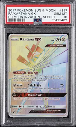 2017 POKEMON SUN & MOON CRIMSON INVASION SECRET #117 FULL ART/KARTANA GX PSA 10 - Image 1
