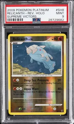 2009 POKEMON PLATINUM SUPREME VICTORS #SH8 RELICANTH-REVERSE FOIL PSA 9 - Image 1