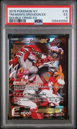 Pokemon TCG Team Magma's Groudon-EX Double Crisis Holo Card 15/34 PSA 5 - Image 1