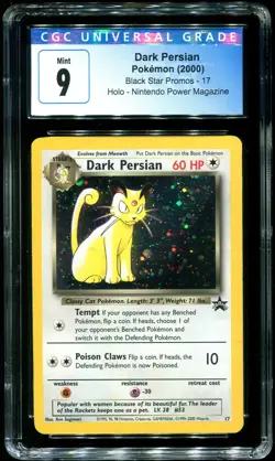 CGC 9 Dark Persian Holo 60 HP Promo Nintendo Magazine 2000 Pokemon Card #17 - Image 1