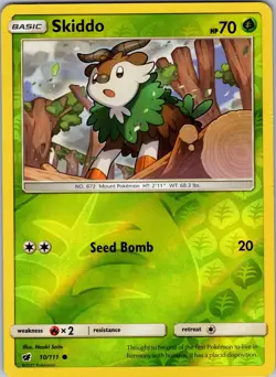 Pokemon TCG Skiddo S&M Crimson Invasion 10/111 Reverse Holo Common Card LP-NM - Image 1