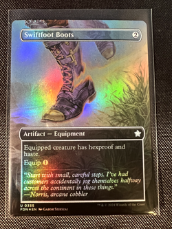 MTG Swiftfoot Boots U 0355 Borderless Foil FDN Foundations NM - Image 1