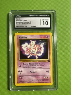 CGC 10 Gem Mint 1999 Mewtwo Black Star Promo #3 WB Movie Stamped WOTC Pokemon - Image 1