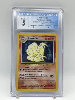 Pokemon English Ninetales 12/102 1999 Base Set - Unlimited Rare Holo CGC 5 - Image 1