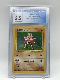 Pokemon Base Set 7/102 Hitmonchan 1999 Fighting Holo Rare CGC 5.5 - Image 1