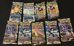 Pokemon Sword And Shield Booster Pack Lot Of 9 Packs Astral Radiance, ST And CZ - Image 1