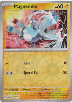 Magnemite 063/197 | Obsidian Flames | Common Reverse Holo | NM Pokemon Card - Image 1