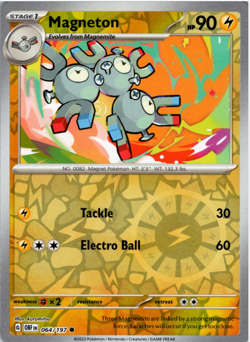 Magneton 064/197 | Obsidian Flames | Common Reverse Holo | NM Pokemon Card - Image 1