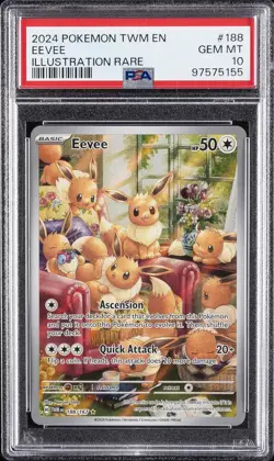 2024 POKEMON TWM EN-TWILIGHT MASQUERADE ILLUSTRATION RARE #188 EEVEE PSA 10 - Image 1