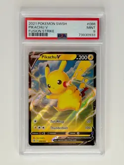 2021 Pokemon SWSH Fusion Strike #086 Pikachu V PSA 9 GRADED MINT RARE - Image 1
