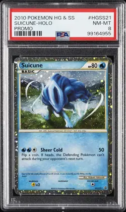 2010 POKEMON HEARTGOLD & SOULSILVER PROMO #HGSS21 SUICUNE-HOLO PSA 8 - Image 1