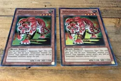 2x Yugioh Amazoness Tiger LCJW-EN089 1st Edition Ultra Rare Holo - LP - Image 2