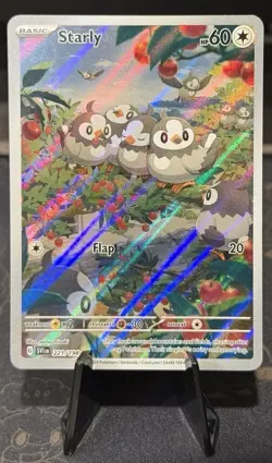 Pokemon TCG Starly Card 221/198 SV01 Scarlet & Violet Base Set Off Centered - Image 1