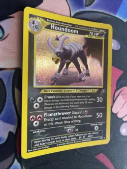 Houndoom - 4/75 Neo Discovery Unlimited Holo SWIRL Rare Pokemon - MP Card - Image 2