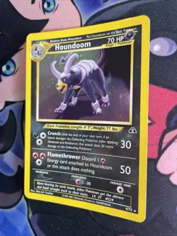 Houndoom - 4/75 Neo Discovery Unlimited Holo SWIRL Rare Pokemon - MP Card - Image 3
