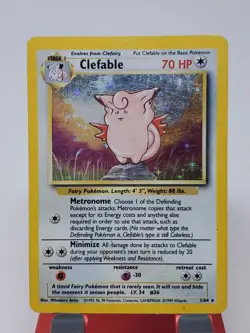 Clefable Jungle No Symbol Error Holo Rare Pokemon Card 1/64 MP - Image 1