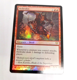 2012 Magic The Gathering Foil Card Hellrider Creature - Devil 3/3 Red Un-played - Image 1