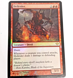 2012 Magic The Gathering Foil Card Hellrider Creature - Devil 3/3 Red Un-played - Image 2