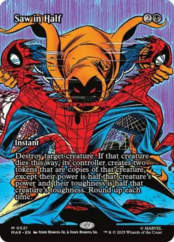 1x (21 MAR) Saw in Half - BORDERLESS SOURCE MATERIAL MTG Marvel's Spider-Man Ete - Image 1