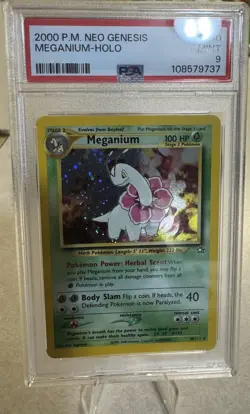 2000 Pokemon Meganium Neo Genesis Holo Rare #10 PSA 9 Mint - Image 1