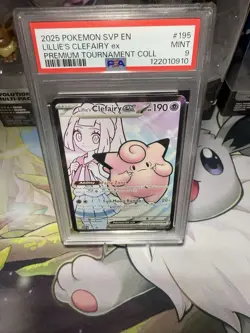 2025 Pokemon SVP EN-SV Black Star Promo Lillie's Clefairy EX #195 Coll PSA 9 - Image 1
