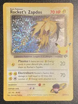 Rocket's Zapdos Holo 15/132 Pokemon TCG Celebrations Classic Collection NM - Image 1
