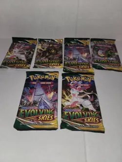 Complete set of Packs, plus 2 extra! 6 Pokemon TCG Evolving Skies Booster Packs - Image 3