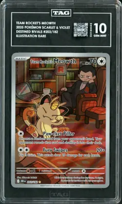 2025 Pokemon Destined Rivals Team Rocket's Meowth #203 TAG 10 - Image 1