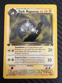 Pokemon TCG Dark Magneton 28/82 Team Rocket 1st Edition Non-Holo Rare VLP - Image 1