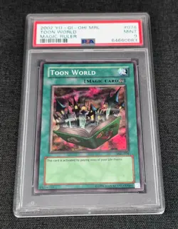2002 Yu-Gi-Oh! TCG Magic Ruler Unlimited English #MRL-076 Toon World SR PSA 9 - Image 1