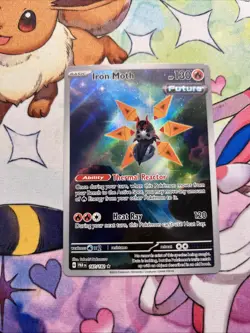 Pokemon TCG Iron Moth Paradox Rift Holo Card 187/182 Illustration Rare - Image 1