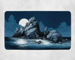 Moonlit Island Seascape Ocean Coastline Magic Gathering Commander MTG Playmat - Image 1