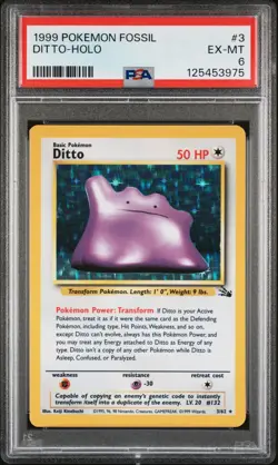 1999 POKEMON FOSSIL #3 DITTO-HOLO PSA 6 - Image 1