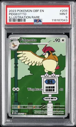2023 POKEMON OBF EN-OBSIDIAN FLAMES ILLUSTRATION RARE #208 PIDGEOTTO PSA 9 - Image 1