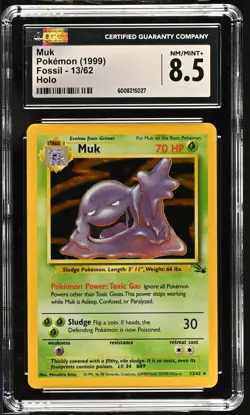 CGC 8.5 Muk 1999 Fossil 13/62 Holo Pokemon Card - Image 1