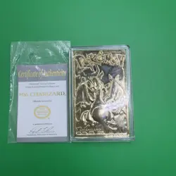 Pokemon Cards 23K Gold Plated CHARIZARD Trading Card 1999 Burger King Ball - Image 1