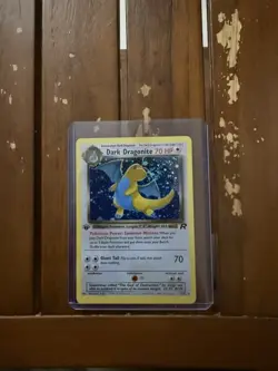 Pokemon TCG Team Rocket Set - Unlimited Dark Dragonite Holo Rare Card - LP - Image 1
