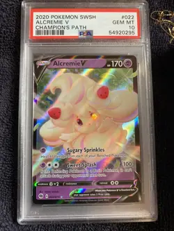 PSA 10 GEM MINT Alcremie V 022/073 Champion's Path HOLO RARE Pokemon Card - Image 1