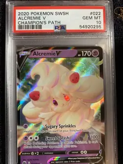 PSA 10 GEM MINT Alcremie V 022/073 Champion's Path HOLO RARE Pokemon Card - Image 2